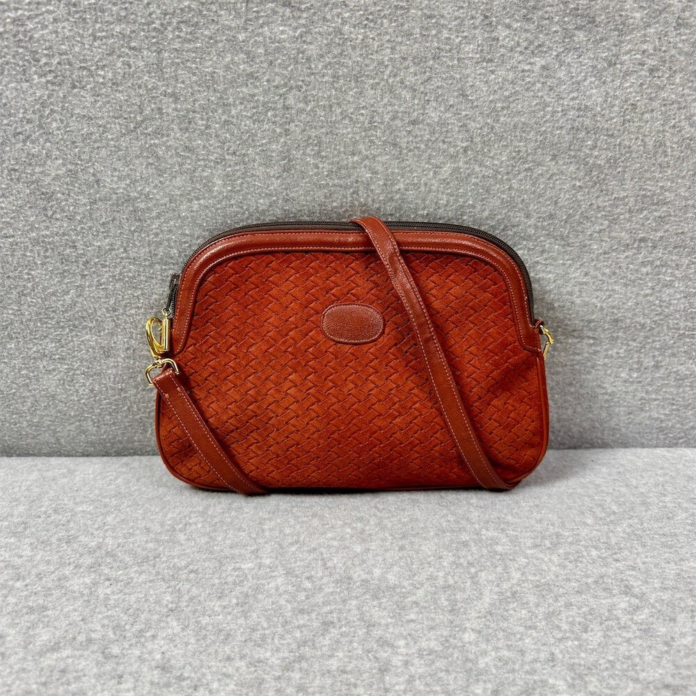 Vintage Meyers Crossbody Bag Womens Small Woven Zip Top Gold Hardware